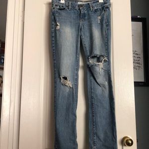 Distressed ripped jeans